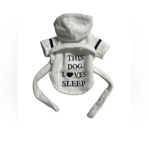 Cozy White Dog Hooded Robe- "This Dog Loves Sleep"